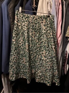 Sequin A-Line Skirt in Green